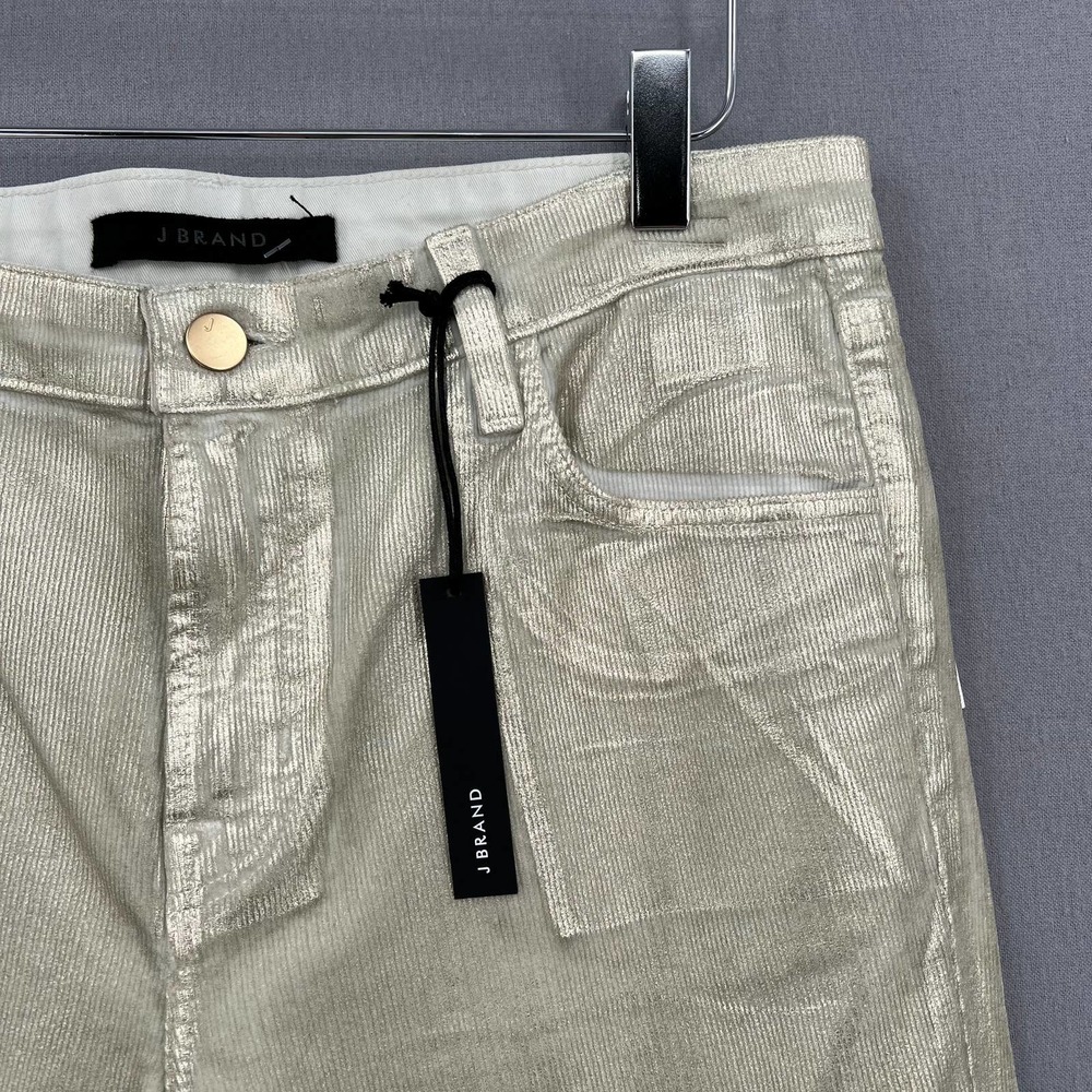 J BRAND Pants Womens 30 Maria High Rise Skinny Gold Messaline Coated Cord NWT - Picture 8 of 13